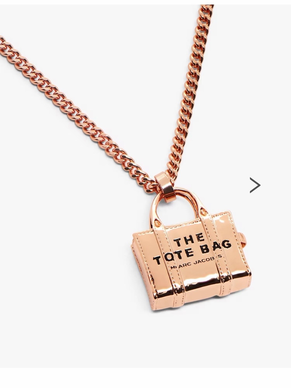 Marc Jacobs Rose Gold Tote Bag Pendant Necklace